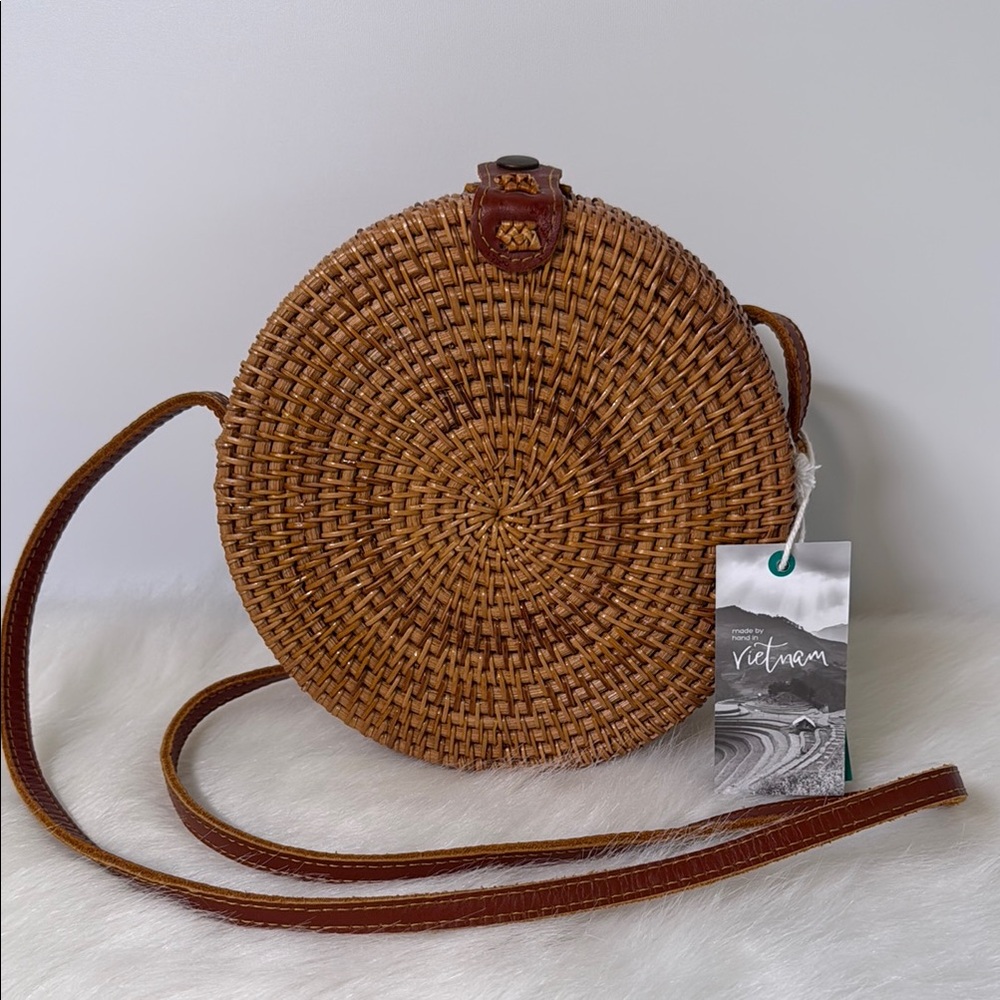 Brown Woven Round Bag